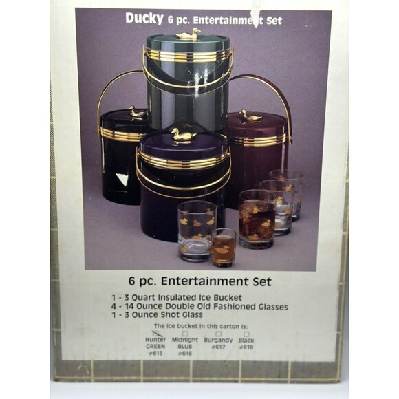 VTG Custom Disc Ducky 6 Pc. Entertainment Set 3 Qt Ice Bucket & 5 Glasses MCM - Picture 2 of 11